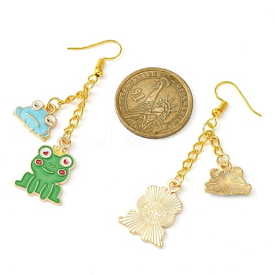 Alloy Enamel Frog Dangle Earrings with Iron Earring Pins for Women EJEW-JE05421-03-1