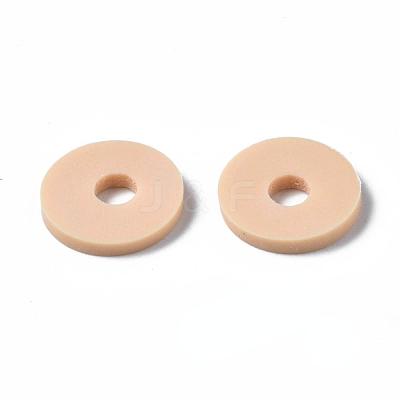 Flat Round Handmade Polymer Clay Beads CLAY-R067-10mm-53-1