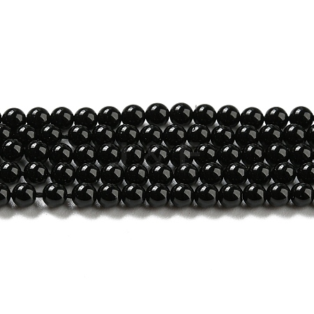 Natural Black Onyx Beads Strands G-Q004-C01-01-1