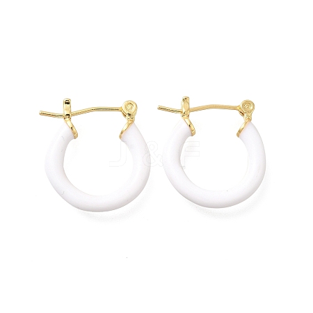 Brass Enamel Hoop Earrings for Women EJEW-M211-01LG-A-1