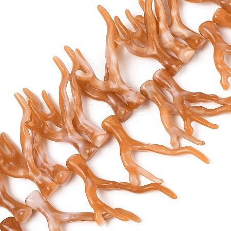 Opaque Acrylic Imitation Coral Beads Strands SACR-P033-02B-07-1