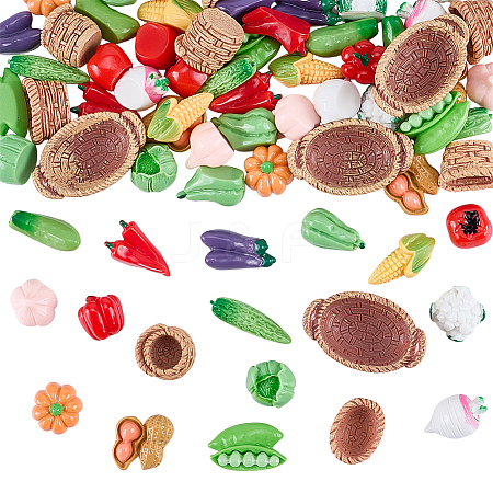 72Pcs 18 Styles Resin Basket & Food Miniature Ornaments AJEW-WR0003-67-1