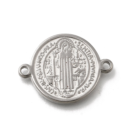 304 Stainless Steel Saint Benedict Medal Cross Connector Charms STAS-C119-12P-1