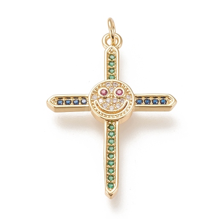 Brass Micro  Pave Cubic Zirconia Pendants ZIRC-L099-007G-1