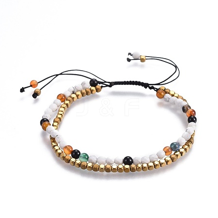 Natural Howlite Beads Multi-Strand Bracelets BJEW-JB04120-03-1