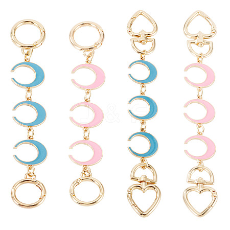4Pcs 4 Styles Alloy Enamel Moon Link Chain Bag Extension Chains AJEW-TA0003-13-1
