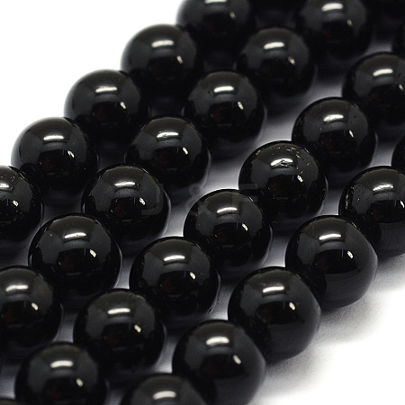 Natural Black Tourmaline Beads Strands G-G763-01-10mm-AB-1