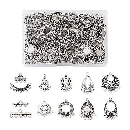  Jewelry 72Pcs 12 Style Tibetan Style Alloy Chandelier Components Links TIBE-PJ0001-01-1