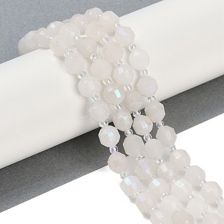 Electroplated Natural White Moonstone Beads Strands G-O201B-132F-1