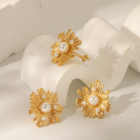 Imitaiton Pearl Flower Irregular Vintage Stud Earring and Cuff Rings HQ5475-1-1