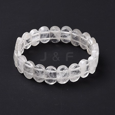 Natural Quartz Crystal Oval Beaded Stretch Bracelet G-E010-01P-1