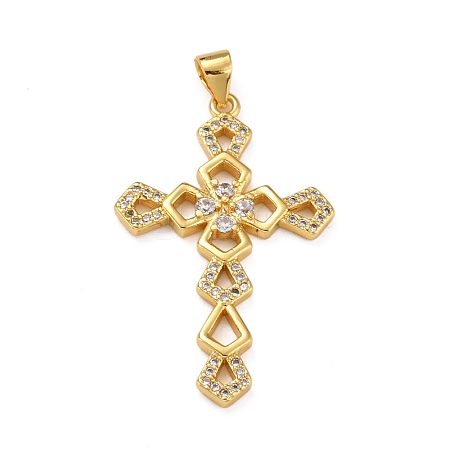 Brass Micro Pave Clear Cubic Zirconia Pendants ZIRC-A021-15G-1