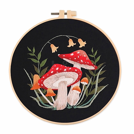 Mushroom Pattern Embroidery Starter Kits DIY-Z023-01A-1