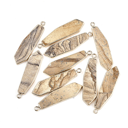 Electroplate Natural Picture Jasper Pendants G-S344-24N-1