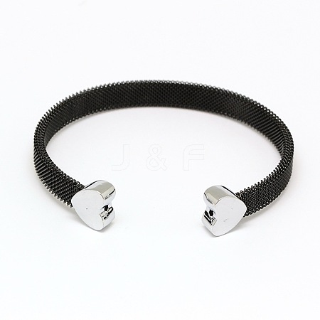 304 Stainless Steel Mesh Bangles BJEW-N225-34B-1