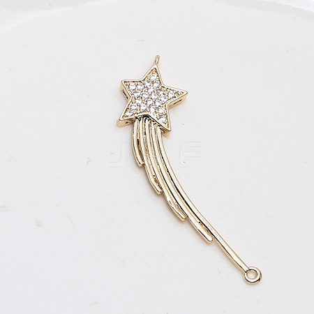 Brass Micro Pave Clear Cubic Zirconia Connector Charms INS-PW0002-07H-1
