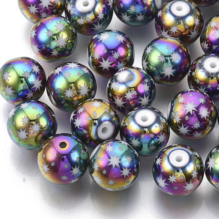 Christmas Electroplate Glass Beads X-EGLA-R113-07D-1