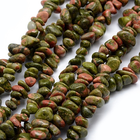 Natural Unakite Beads Strands G-P332-33-1