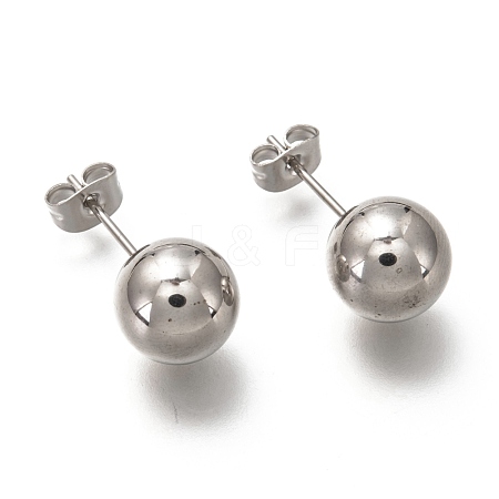 304 Stainless Steel Ball Stud Earrings EJEW-L254-01A-P-1