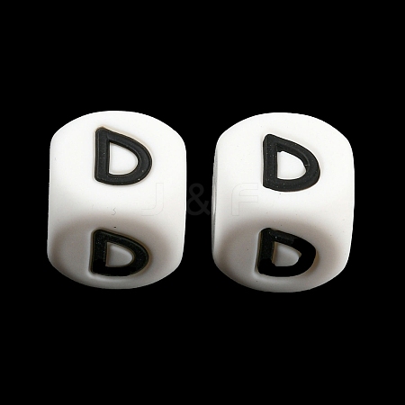 20Pcs White Cube Letter Silicone Beads 12x12x12mm Square Dice Alphabet Beads with 2mm Hole Spacer Loose Letter Beads for Bracelet Necklace Jewelry Making JX432D-1