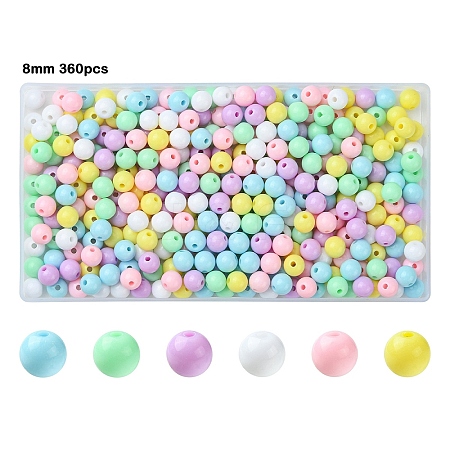 36Pcs 6 Colors Opaque Acrylic Beads MACR-YW0003-24B-1