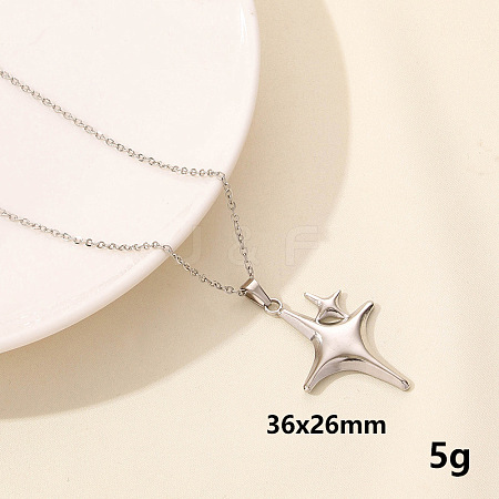 Vintage Stainless Steel Star Pendant Necklaces ZQ4868-11-1