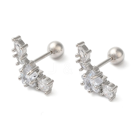 Star Brass Micro Pave Clear Cubic Zirconia Cartilage Earrings EJEW-L289-01P-02-1