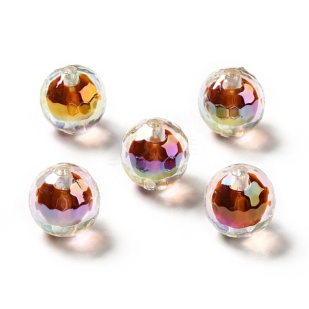 Two Tone UV Plating Rainbow Iridescent Acrylic Beads TACR-D010-03B-09-1