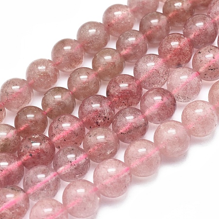  Jewelry Beads Findings Natura Strawberry Quartz Beads Strands, Round, 10mm, Hole: 1mm, about 42pcs/Strand, 15.75