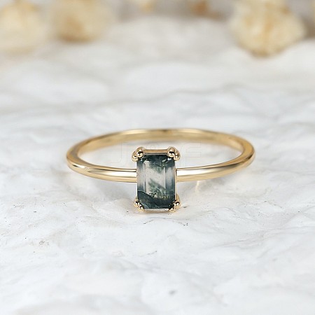 Brass and Moss Agate Finger Rings for Women FS-WGD1EDF-04-1