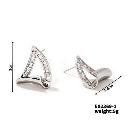 Chic Geometric Triangle Stud Earrings with Hollow Design and Edges PD9226-1-1