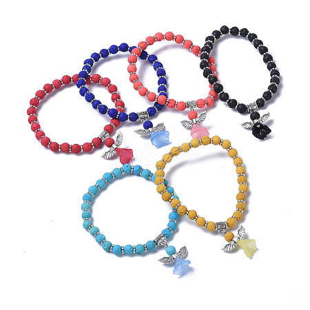 Dyed Natural Lava Rock Beads Stretch Bracelets BJEW-JB04221-1