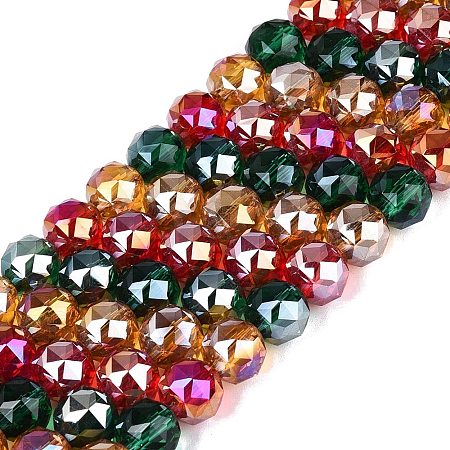 Electroplate Transparent Glass Beads Strands EGLA-Q135-8MM-C12-1