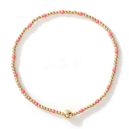 Glass Seed Beads & CCB Beads Stretch Bracelets TB4137-41-1
