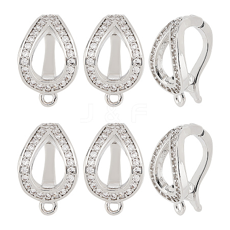 BENECREAT 6Pcs Brass Micro Pave Clear Cubic Zirconia Twister Clasp FIND-BC0004-02-1
