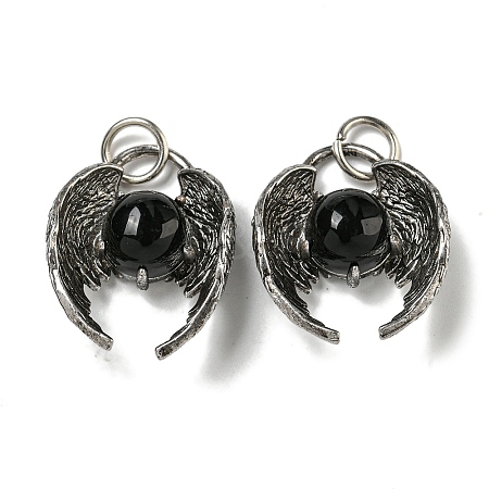 Bat Natural Obsidian Pendants G-F766-03AS-05-1