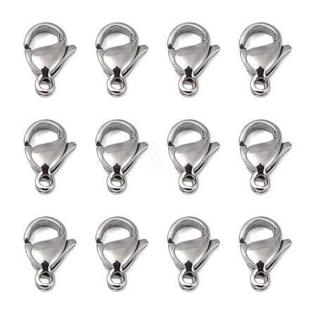 Tarnish Resistant Polished 316 Surgical Stainless Steel Lobster Claw Clasps STAS-R072-12A-1