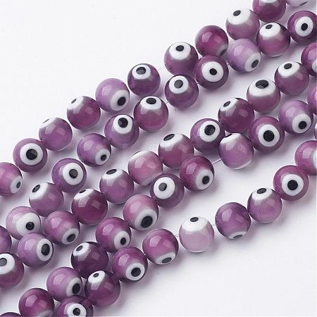 Handmade Evil Eye Lampwork Beads Strands LAMP-J082-06-8mm-1