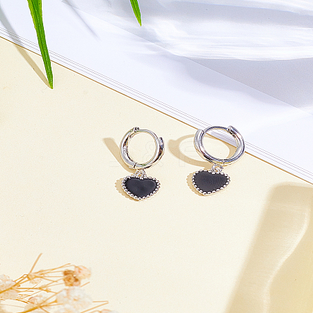 1 Pair Heart Brass Hoop Earrings EJEW-LP0007-050-1