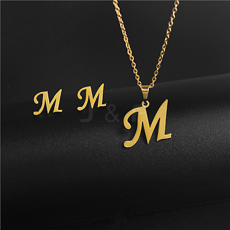 Golden Stainless Steel Initial Letter Jewelry Set IT6493-14-1
