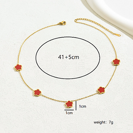 Golden Stainless Steel Flower Pendant Necklace for Women WB0068-2-1