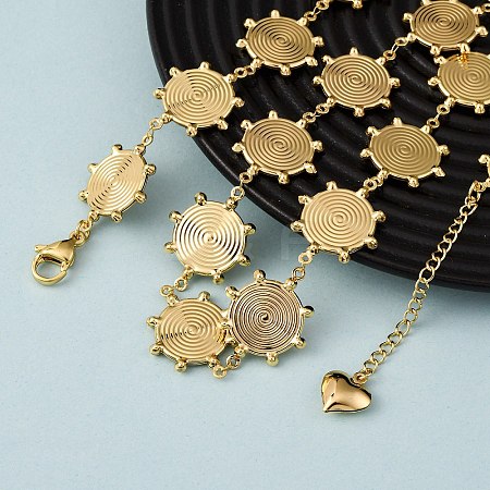 304 Stainless Steel Sun Link Chain Necklaces for Women NJEW-G178-14G-1