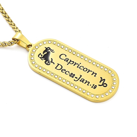 Constellation 304 Stainless Steel Micro Pave Clear Cubic Zirconia Wheat Chain Pendant Necklaces for Women Men LS-NJEW-U007-01H-1