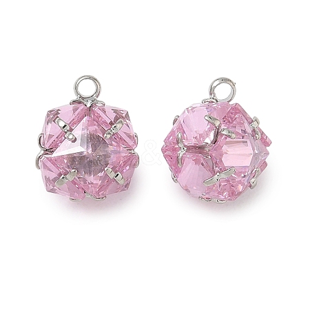 Brass Pave Pink Cubic Zirconia Charms CU-CBAD360-08P-03-1