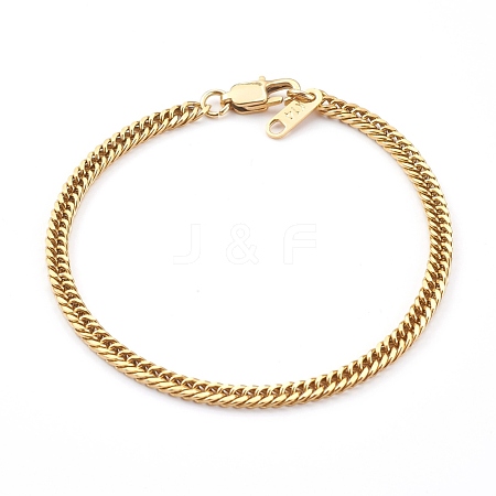 Women's 304 Stainless Steel Diamond Cut Curb Chain Bracelets BJEW-JB06019-01-1