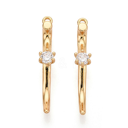 Brass Micro Pave Clear Cubic Zirconia Pendants KK-T078-01G-04-1