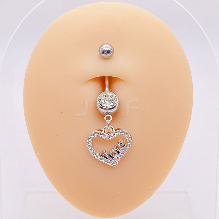 316L Surgical Stainless Steel Crystal Rhinestone Dangle Belly Rings WG83815-04-1