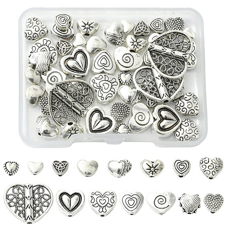 60Pcs 15 Styles Tibetan Style Alloy Beads FIND-YW0010-09-1