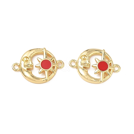 Brass Red Enamel Links KK-L256-19G-1