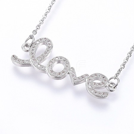 Brass Micro Pave Cubic Zirconia Pendant Necklaces NJEW-H486-15P-1